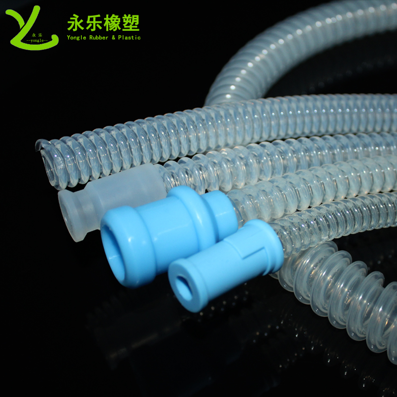 呼吸機硅膠波紋管，透明硅膠波紋管，擠出波紋硅膠管