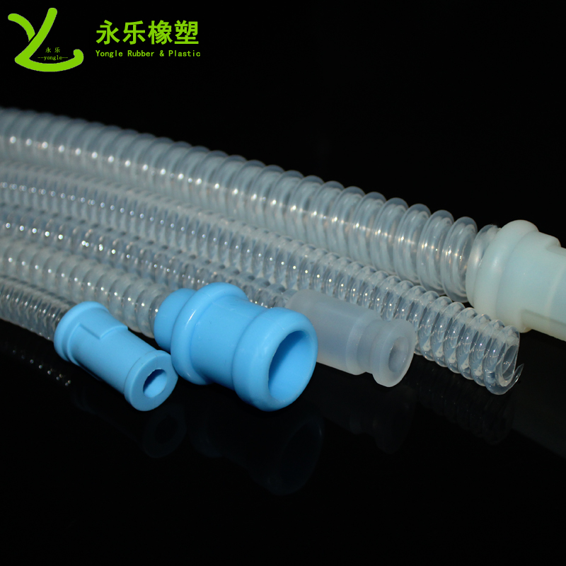 呼吸機硅膠波紋管，透明硅膠波紋管，擠出波紋硅膠管